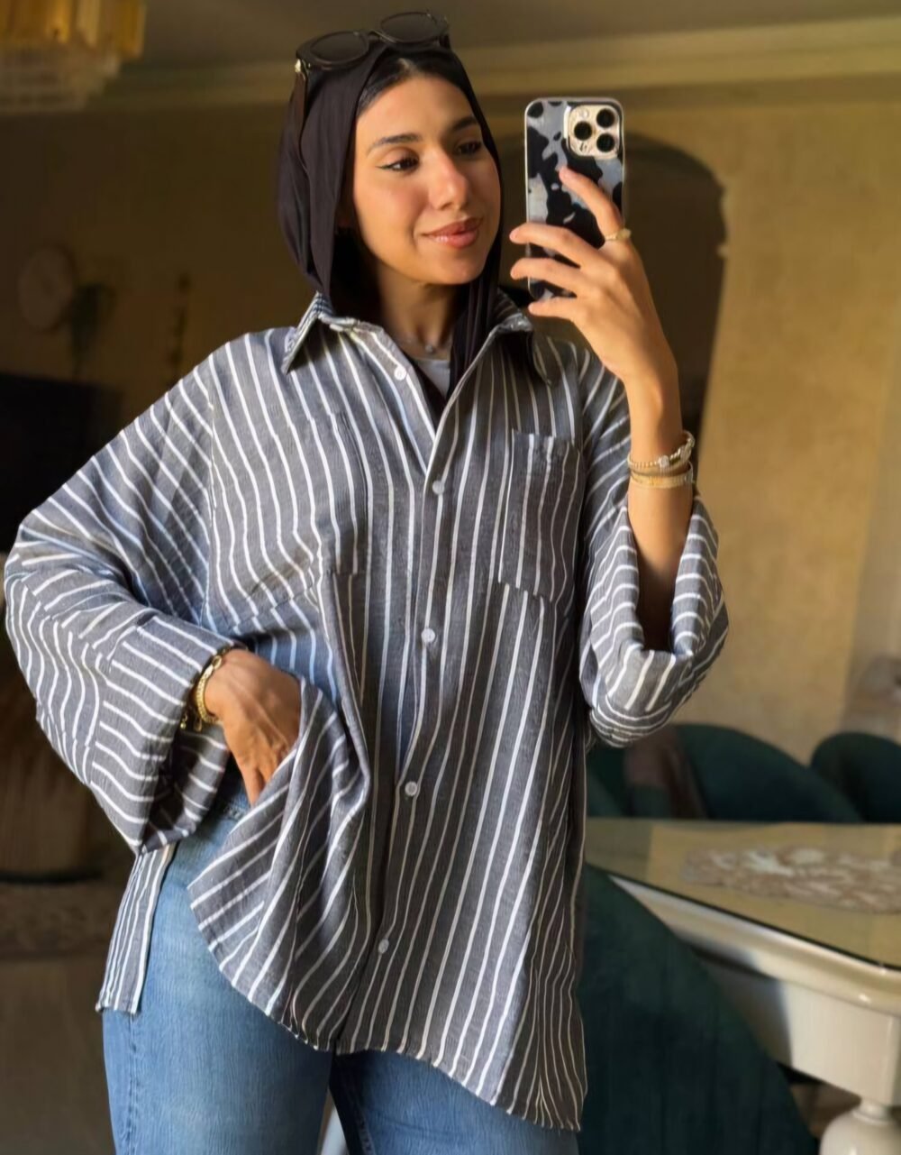 شيميز مقلم فتحتين من الجمب