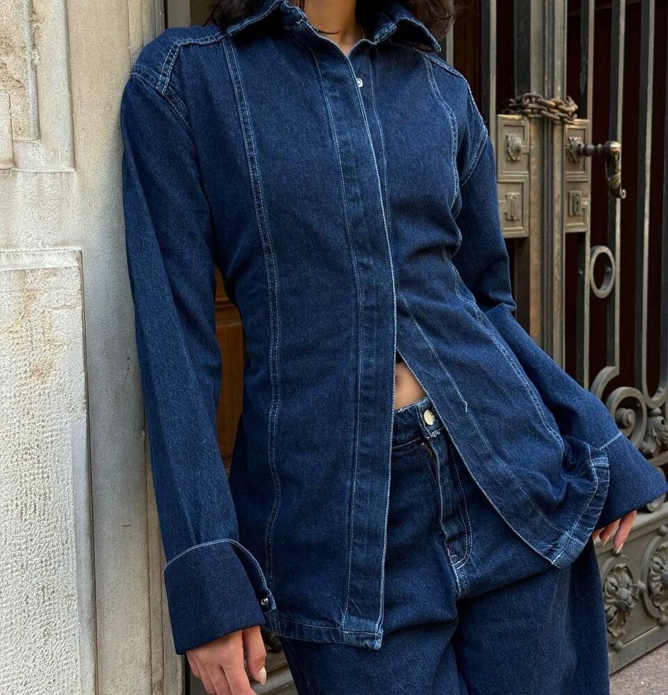 💙 سوت جينز بحزام خلفي