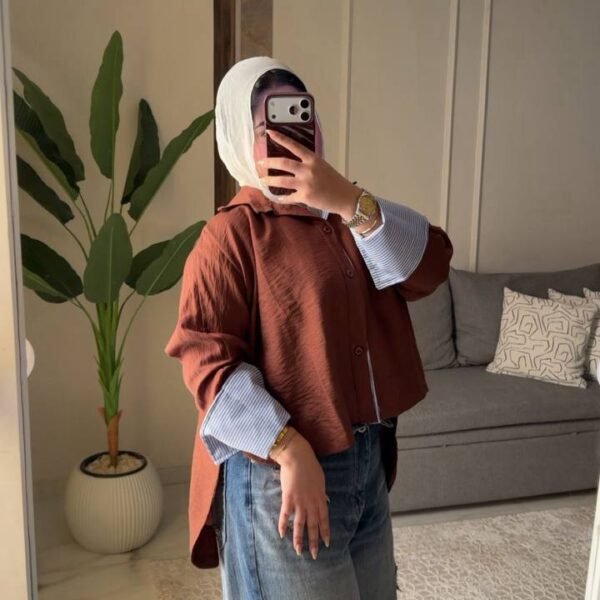 شيميز كتان × مقلم