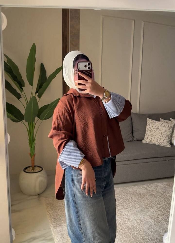 شيميز كتان × مقلم