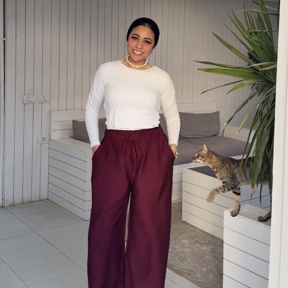 بنطلون كتان wide leg